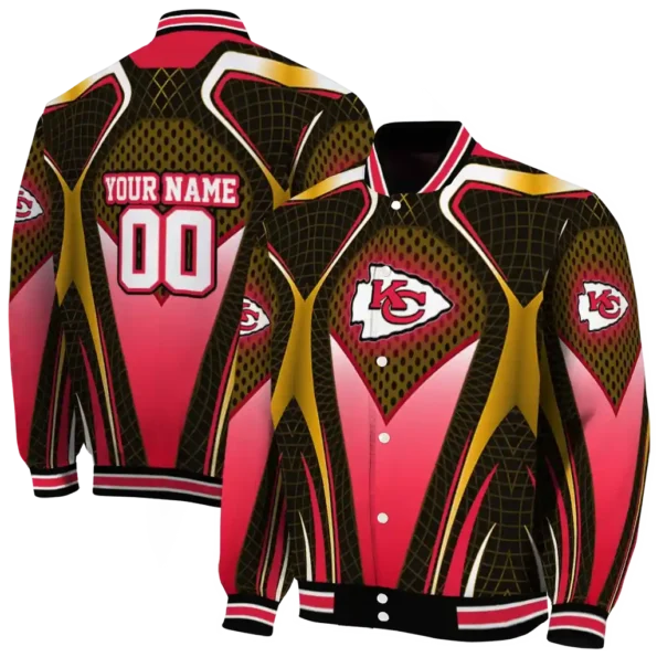 customized kansas city chiefs mesh chest gold crocs black varsity jacket fashion forward