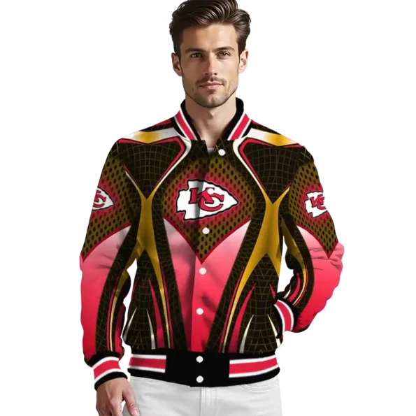 customized kansas city chiefs mesh chest gold crocs black varsity jacket high quality