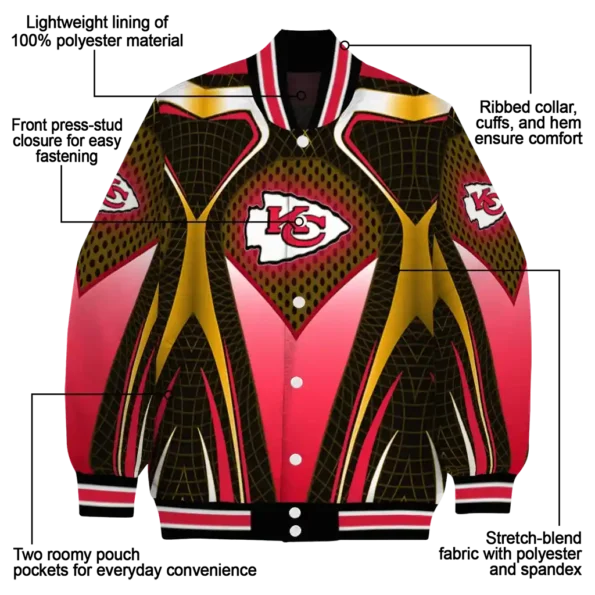 customized kansas city chiefs mesh chest gold crocs black varsity jacket new arrival