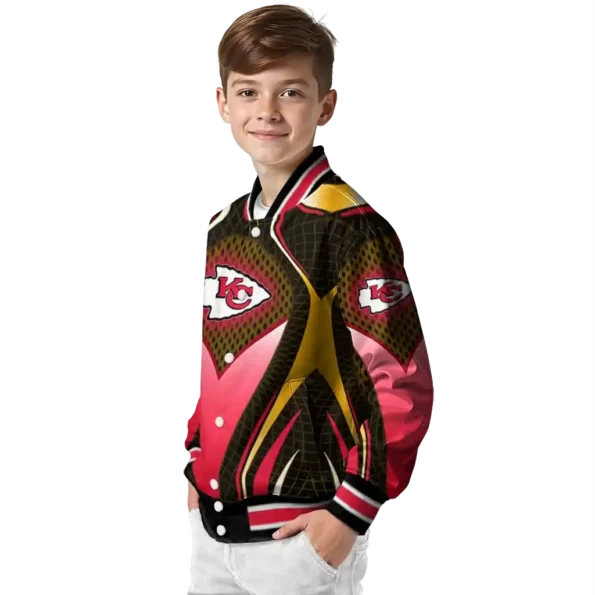 customized kansas city chiefs mesh chest gold crocs black varsity jacket trendy