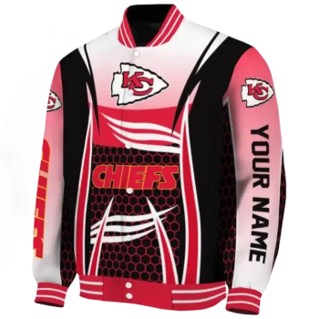 customized kansas city chiefs mesh effect red black varsity jacket best selling