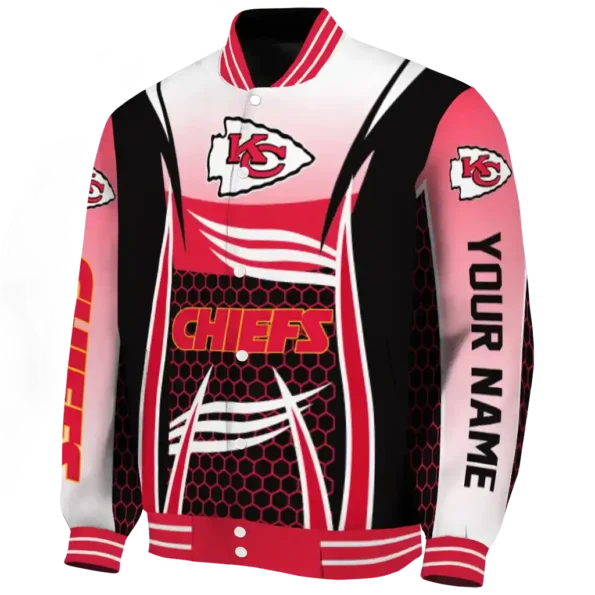 customized kansas city chiefs mesh effect red black varsity jacket best selling