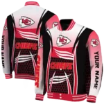 customized kansas city chiefs mesh effect red black varsity jacket best selling