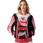 customized kansas city chiefs mesh effect red black varsity jacket best selling