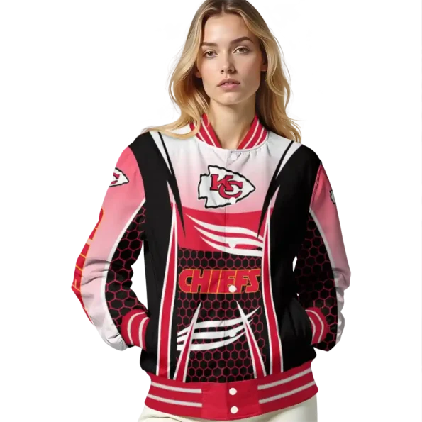 customized kansas city chiefs mesh effect red black varsity jacket latest model