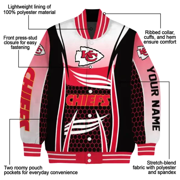 customized kansas city chiefs mesh effect red black varsity jacket new arrival