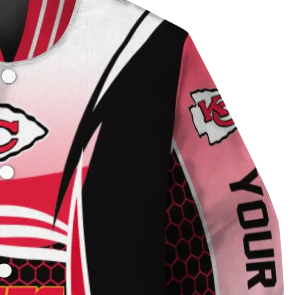 customized kansas city chiefs mesh effect red black varsity jacket premium grade