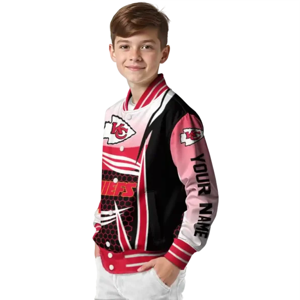customized kansas city chiefs mesh effect red black varsity jacket trendy