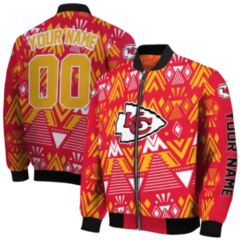 customized kansas city chiefs pyramid shapes red bomber jacket fashion forward