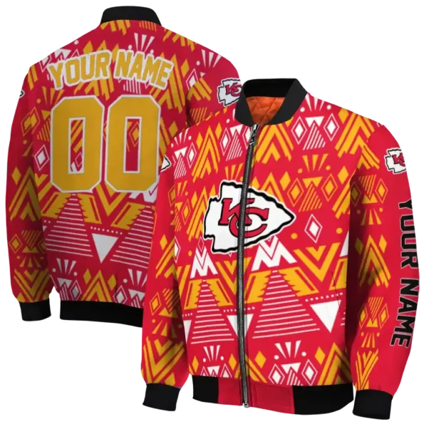 customized kansas city chiefs pyramid shapes red bomber jacket fashion forward