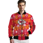 customized kansas city chiefs pyramid shapes red bomber jacket best selling