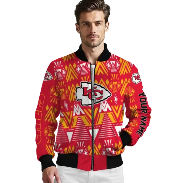 customized kansas city chiefs pyramid shapes red bomber jacket high quality