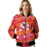 customized kansas city chiefs pyramid shapes red bomber jacket best selling