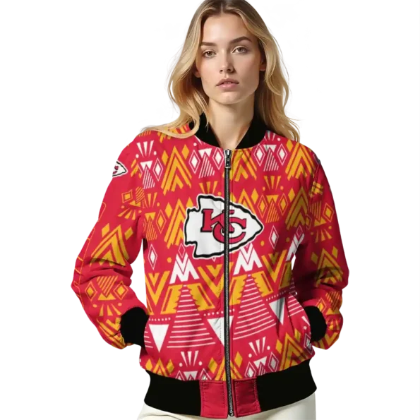 customized kansas city chiefs pyramid shapes red bomber jacket latest model
