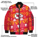 customized kansas city chiefs pyramid shapes red bomber jacket best selling