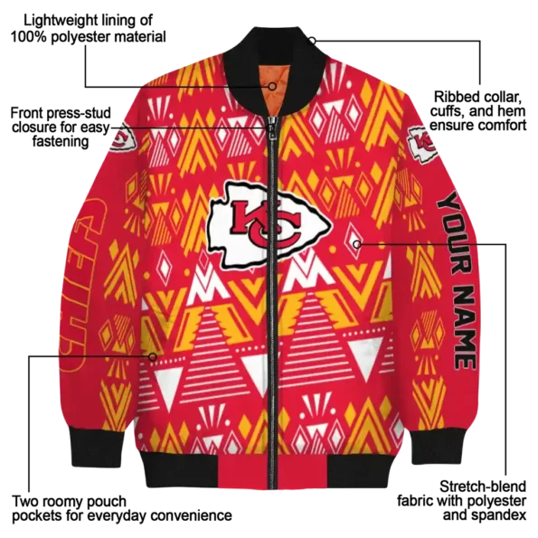 customized kansas city chiefs pyramid shapes red bomber jacket new arrival
