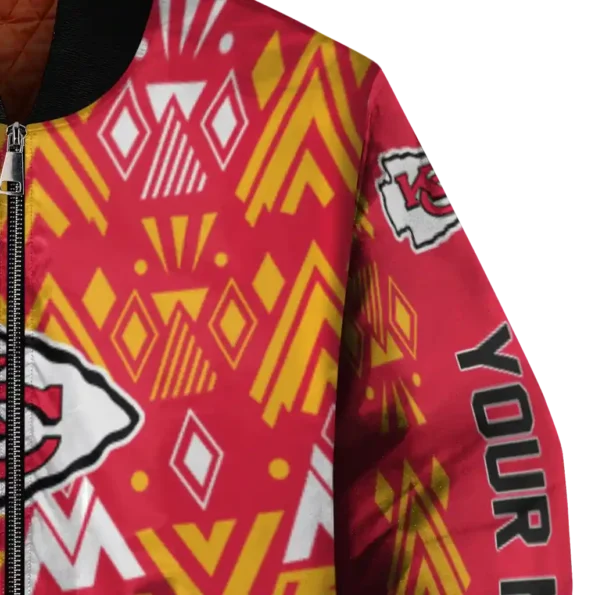 customized kansas city chiefs pyramid shapes red bomber jacket premium grade