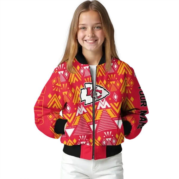customized kansas city chiefs pyramid shapes red bomber jacket top rated