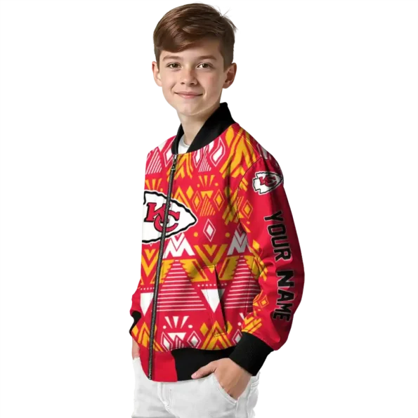 customized kansas city chiefs pyramid shapes red bomber jacket trendy