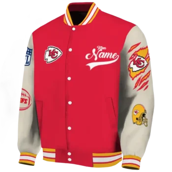 customized kansas city chiefs razorback outline red nude varsity jacket best selling
