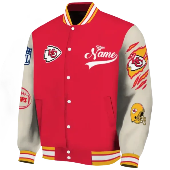 customized kansas city chiefs razorback outline red nude varsity jacket best selling