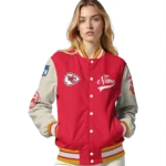 customized kansas city chiefs razorback outline red nude varsity jacket best selling