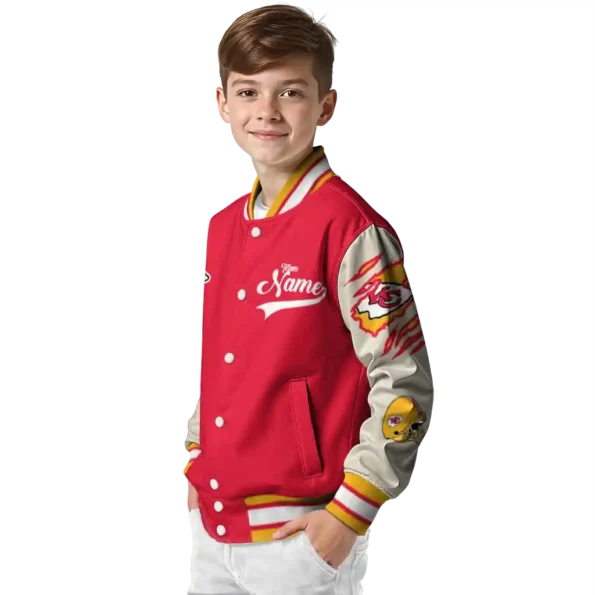 customized kansas city chiefs razorback outline red nude varsity jacket trendy