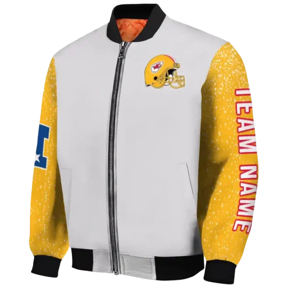 customized kansas city chiefs speckled arms red gray bomber jacket best selling