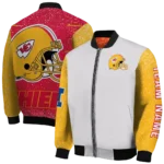 customized kansas city chiefs speckled arms red gray bomber jacket best selling