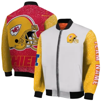 customized kansas city chiefs speckled arms red gray bomber jacket fashion forward