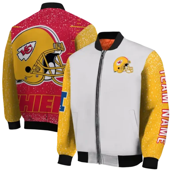 customized kansas city chiefs speckled arms red gray bomber jacket fashion forward