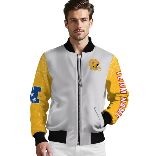 customized kansas city chiefs speckled arms red gray bomber jacket high quality
