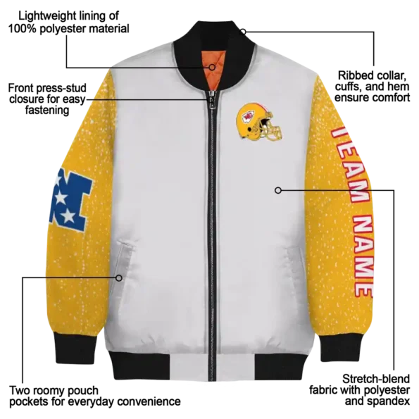 customized kansas city chiefs speckled arms red gray bomber jacket new arrival