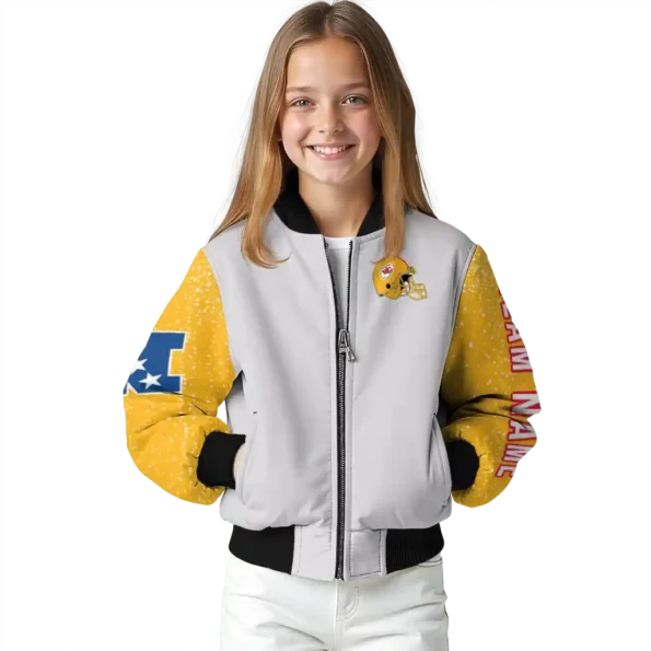 customized kansas city chiefs speckled arms red gray bomber jacket top rated