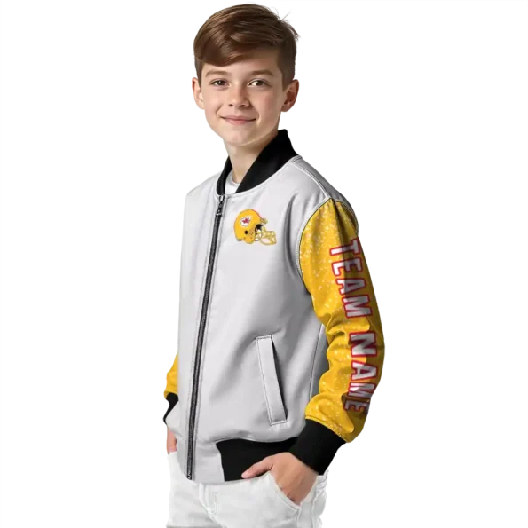 customized kansas city chiefs speckled arms red gray bomber jacket trendy