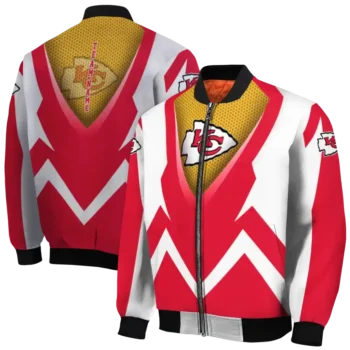 customized kansas city chiefs v stripes red white bomber jacket fashion forward