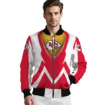 customized kansas city chiefs v stripes red white bomber jacket best selling