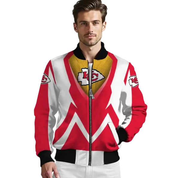 customized kansas city chiefs v stripes red white bomber jacket high quality