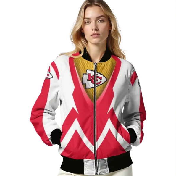customized kansas city chiefs v stripes red white bomber jacket latest model