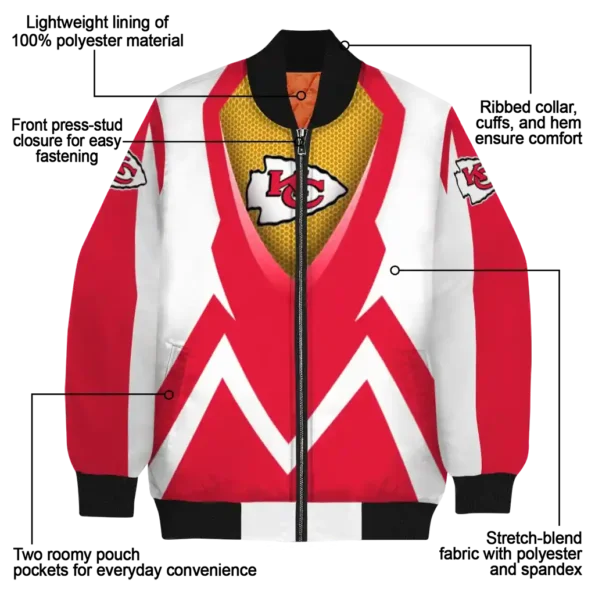 customized kansas city chiefs v stripes red white bomber jacket new arrival