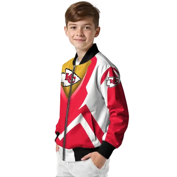 customized kansas city chiefs v stripes red white bomber jacket trendy