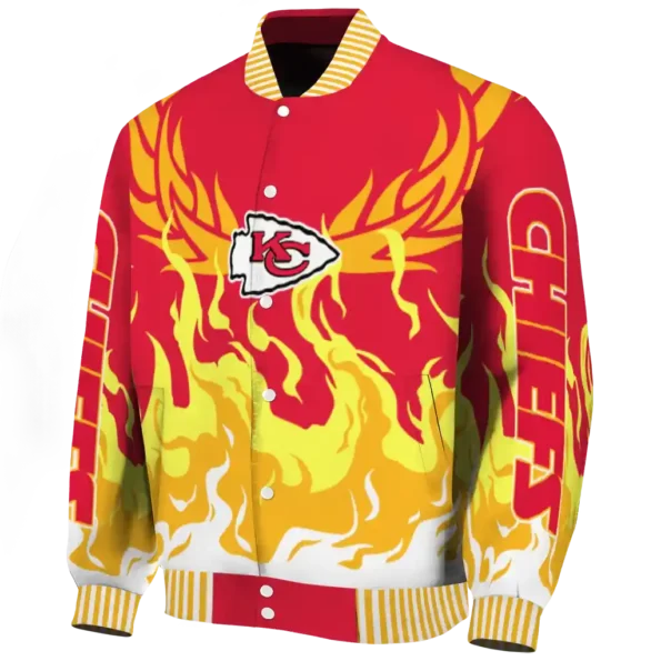 customized kansas city chiefs winged blaze red white varsity jacket best selling