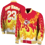 customized kansas city chiefs winged blaze red white varsity jacket best selling