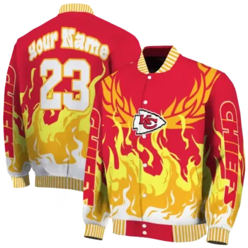 customized kansas city chiefs winged blaze red white varsity jacket fashion forward