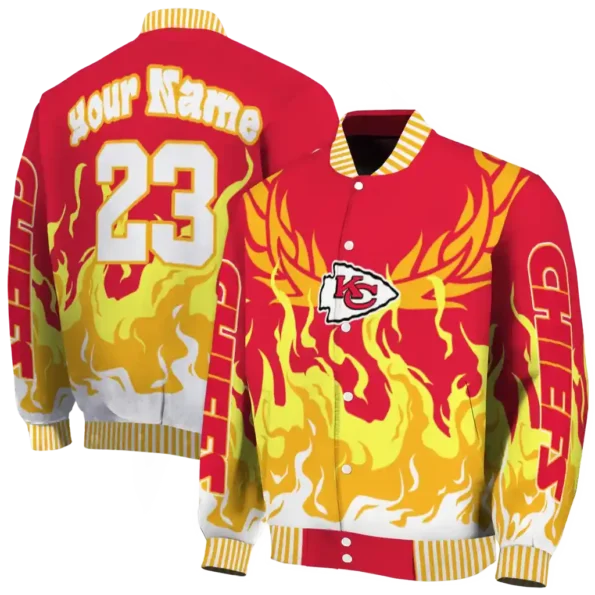 customized kansas city chiefs winged blaze red white varsity jacket fashion forward