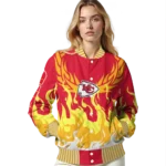 customized kansas city chiefs winged blaze red white varsity jacket best selling