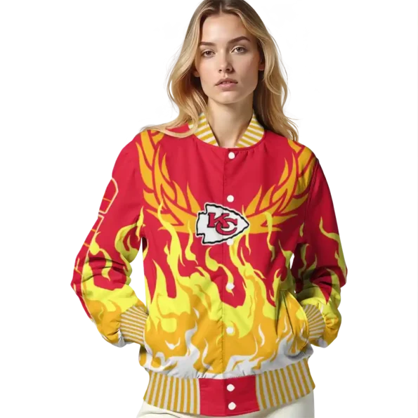 customized kansas city chiefs winged blaze red white varsity jacket latest model