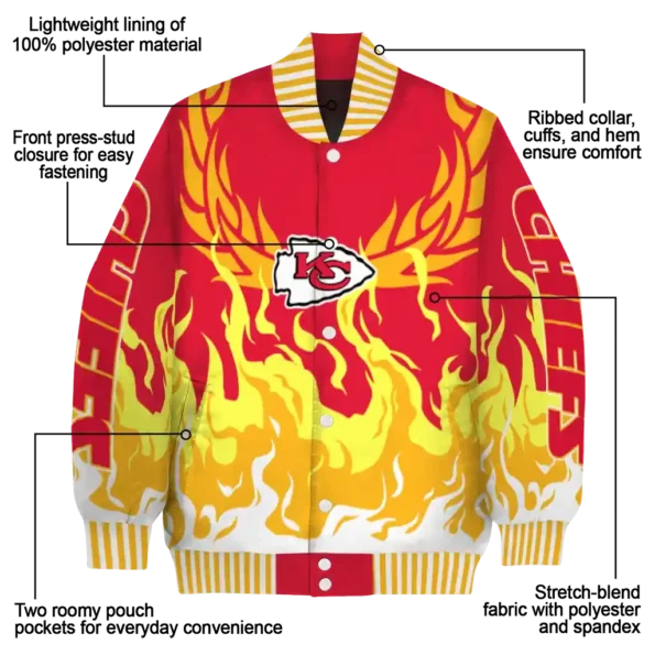 customized kansas city chiefs winged blaze red white varsity jacket new arrival