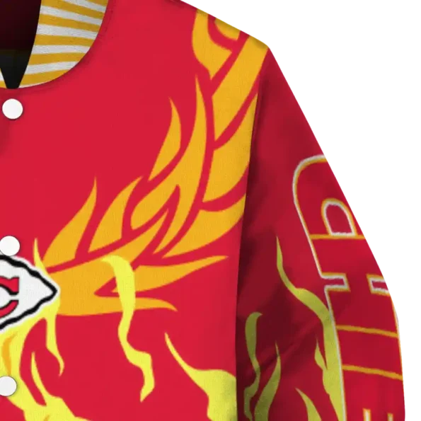 customized kansas city chiefs winged blaze red white varsity jacket premium grade