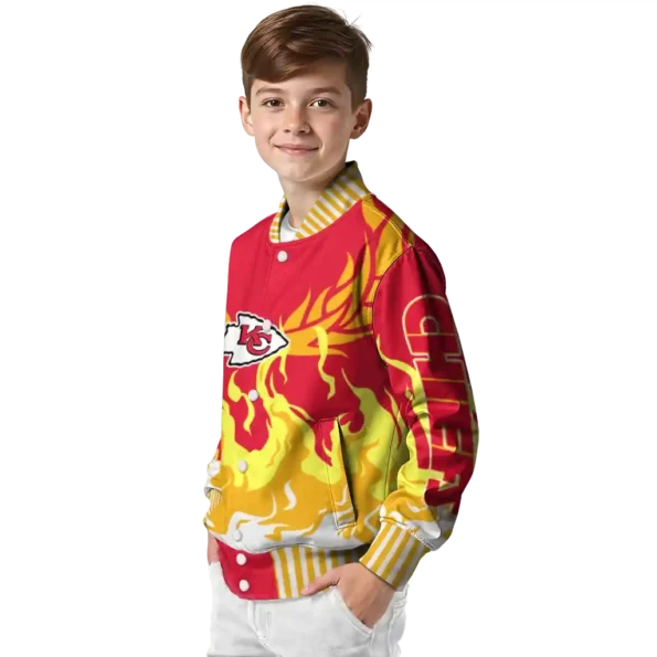 customized kansas city chiefs winged blaze red white varsity jacket trendy